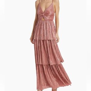 Sabina Musáyev Rachel Foil Tiered Maxi Dress
